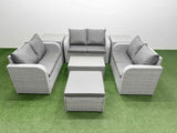 Fimous  8 Seater PE Wicker Rattan Furniture Sofa Sets with Rectangular Coffee Table 2 Seater Love Sofa 2 Stool Light Grey