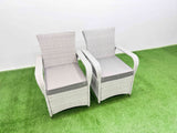 Fimous Outdoor Rattan Garden Furniture Set Patio 4 Chairs Plus Rectangular Dining Table Sets Light Grey Mixed