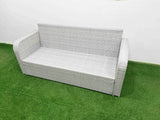 Fimous High Back 3 Seater Rattan Sofa Light Grey Mixed Outdoor Furniture with Thick Removable Cushion