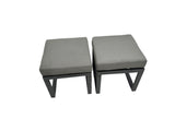 Fimous 9 Seat Outdoor Garden Furniture Set Aluminium Lounge 3 Seat Sofa Gas Fire Pit Table Sets with Chair 4 Stools Dark Grey