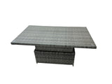 Fimous Rattan Garden Furniture Dining Set 13 seater Patio Height Adjustable Rising Lifting Table Sofa Set with Side Table Dark Grey Mixed