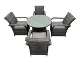 Fimous Rattan Garden Furniture Dining Set Table And Chairs Wicker Patio Outdoor 4 chairs plus medium round table