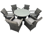 Fimous Rattan Garden Furniture Dining Set Table And Chairs Wicker Patio Outdoor 6 chairs plus big round table