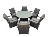 Fimous Rattan Garden Furniture Dining Set Table And Chairs Wicker Patio Outdoor 6 chairs plus big round table
