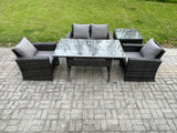 Fimous PE Wicker Outdoor Garden Furniture Set Patio Furniture Rattan Rectangular Dining Table Lounge Sofa with Side Table