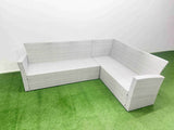 Fimous 6 Seat Rattan Garden Furniture Corner Sofa Set Outdoor Adjustable Lifting Dining or Coffee Table Set Light Grey