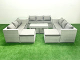 Fimous Outdoor Rattan Garden Furniture Set with Grey Cushions Luxury 13 Seater with Coffee Table and Side Table For Conservatory,Patio