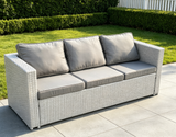 Fimous Light Grey Mixed 3 Seater Lounge Rattan Sofa Patio Conservatory Outdoor Garden Furniture Accessory With Seat And Back Cushion