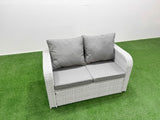 Fimous Outdoor Rattan Garden Furniture Dining Set 4 seater Patio Rectangular Table Love Sofa Reclining Chair Set with 2 Side Tables