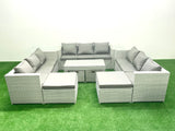 Fimous Outdoor Rattan Garden Furniture Set with Grey Cushions Luxury 13 Seater with Coffee Table For Conservatory,Patio