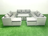 Fimous Outdoor Rattan Garden Furniture Set with Grey Cushions Luxury 13 Seater with Coffee Table For Conservatory,Patio