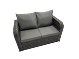 Fimous Rattan Garden Furniture Dining Set 7 seater Patio Height Adjustable Rising Lifting Table Sofa Set with 2 Small Footstools Dark Grey Mixed