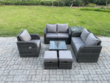 Fimous 7 Piece Garden Furniture Sets 7 Seater Outdoor Patio Furniture Set Weaving Wicker Rattan Sofa Chair and Table with Side Table 2 Small Footstools