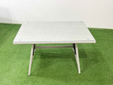 Fimous 9 Seater Garden Outdoor Rattan Furniture Set Rattan Corner Sofa Oblong Dining Table Set with 3 Footstools Light Grey Mixed