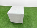 Fimous 5 Seater Outdoor Rattan Garden Furniture Set Love Sofa Reclining Chair Set with Rectangular Dining Table 2 Side Tables Light Grey