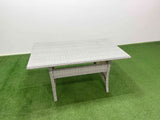 Fimous Rattan Garden Furniture Set Outdoor 7 Seater Patio Dining Corner Sofa Sets with Dining Table Big Footstool Light Grey Mixed