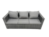 Fimous Rattan Dining Table Sofa Armchair Set with 2 Side Tables 3 Footstools Outdoor Garden Furniture Set Dark Grey Mixed