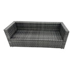 Fimous Outdoor Dining Table Sofa Armchair Set with 2 Side Tables Big Footstool Garden Furniture Set Dark Grey Mixed