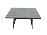 Fimous Rattan Dining Table Sofa Set with 2 Side Tables Big Footstool Outdoor Garden Furniture Set Dark Grey Mixed
