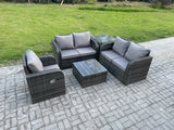 Fimous 5 Piece Garden Furniture Sets 5 Seater Outdoor Patio Furniture Set Weaving Wicker Rattan Sofa Chair and Table with Side Table