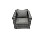 Fimous Rattan Dining Table Sofa Set with Armchair Side Table 2 Big Footstools Outdoor 10 Seat Garden Furniture Set Dark Grey Mixed