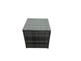 Fimous Rattan Dining Table Sofa Set with Armchair Side Table 2 Big Footstools Outdoor 10 Seat Garden Furniture Set Dark Grey Mixed
