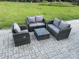 Fimous 4 Piece Garden Furniture Sets 5 Seater Outdoor Patio Furniture Set Weaving Wicker Rattan Sofa Chair and Table with Cushion