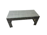 Fimous 9 Seat Poly Rattan Outdoor Patio Oblong Coffee Table Corner Sofa Set with Big Stool 2 Chairs for Garden Backyard Dark Grey Mixed