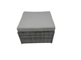 Fimous Rattan Dining Table Sofa Armchair Set with Side Table Big Footstool Outdoor Garden Furniture Set Dark Grey Mixed
