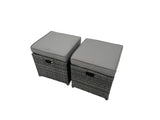Fimous Rattan Dining Table Sofa Set with 2 Side Tables 2 Small Footstools Outdoor 9 Seat Garden Furniture Set Dark Grey Mixed
