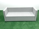Fimous Outdoor Garden Furniture Rattan Sofa Set with 2 Armchairs Oblong Coffee Table 2 Small Footstools Light Grey Mixed