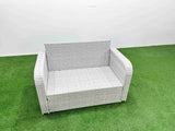 Fimous  6 Seater PE Wicker Rattan Furniture Sofa Sets with Square Coffee Table 2 Seater Love Sofa Light Grey
