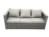 Fimous Rattan Garden Furniture Sofa Set with Coffee table Armchair 2 Small Footstools Dark Grey Mixed