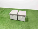 Fimous Rattan Corner Sofa Chair Set Outdoor Furniture Garden Dining Set Gas Fire Pit Table with Temper Glass 3 Footstools Light Grey Mixed
