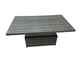 Fimous 9 Seater Rattan Height Adjustable Rising Lifting Table Corner Sofa Sets with 3 Footstools Dark Grey Mixed