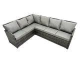 Fimous 12 Seat Poly Rattan Outdoor Patio Coffee Table Corner Sofa Sets with 4 Stools 2 Chairs for Garden Backyard Dark Grey Mixed