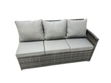 Fimous 11 Seat Poly Rattan Outdoor Patio Coffee Table Corner Sofa Sets with 3 Stools 2 Chairs for Garden Backyard Dark Grey Mixed