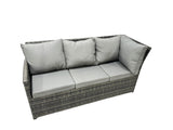Fimous 11 Seat Poly Rattan Outdoor Patio Coffee Table Corner Sofa Sets with 3 Stools 2 Chairs for Garden Backyard Dark Grey Mixed