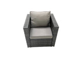 Fimous Rattan Garden Furniture Set Outdoor Lounger Sofa with Coffee Table Armchair 3 Footstools Dark Grey Mixed