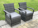 Fimous Outdoor Rattan Garden Furniture Dining Set Table And Chair Set Wicker Patio 6 Chairs Plus Black Tempered Glass Rectangular Table