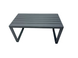 Fimous Outdoor Garden Furniture Set Aluminium Lounge 3 Seat Sofa Oblong Coffee Table Sets with Chair 4 Stools Side Table Dark Grey