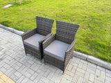 Fimous Rattan Garden Furniture Dining Set 6-seater Patio Rectangular Gas Firepit Table Chairs Outdoor Dark Grey Mixed