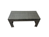 Fimous Outdoor Rattan Oblong Coffee Table Corner Sofa Sets Garden Furniture Set with 2 Chairs Big Stool Dark Grey Mixed