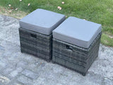 Fimous 7pc Rattan Sofa Garden Furniture Outdoor Patio Set with 3 Footstools Double Seat Sofa Dark Grey Mixed