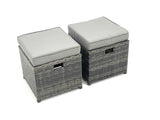 Fimous Garden Outdoor Rattan Furniture Set with Sofa Coffee table 2 Small Footstools Dark Grey Mixed