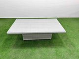 Fimous 8 Pieces Garden Rising Dining Table High Back Inclining Sofa Set 2 Big Footstool 2 Small Stool 1 Side Table Light Grey
