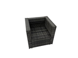 Fimous Outdoor Rattan Oblong Coffee Table Corner Sofa Sets Garden Furniture Set with 2 Chairs 2 Small Stools Side Table Dark Grey Mixed