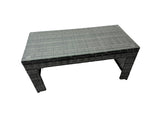Fimous 10 Seat Poly Rattan Outdoor Patio Oblong Coffee Table Corner Sofa Sets with 3 Stool Chair for Garden Backyard Dark Grey Mixed