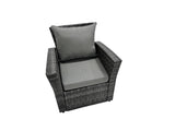 Fimous 9 Seat Poly Rattan Outdoor Patio Coffee Table Corner Sofa Set with 2 Big Stool Chair for Garden Backyard Dark Grey Mixed