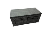 Fimous 10 Seat Poly Rattan Outdoor Patio Oblong Coffee Table Corner Sofa Sets with 3 Stool Chair for Garden Backyard Dark Grey Mixed